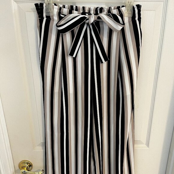 Ann Taylor Factory Pants - Ann Taylor Factory Striped Tie Waist Wide Legged Pants XS